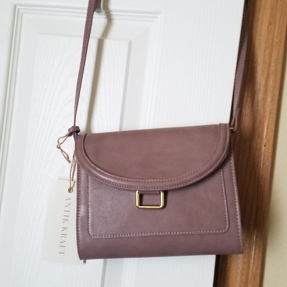 Mauve Crossbody Leather bag purse